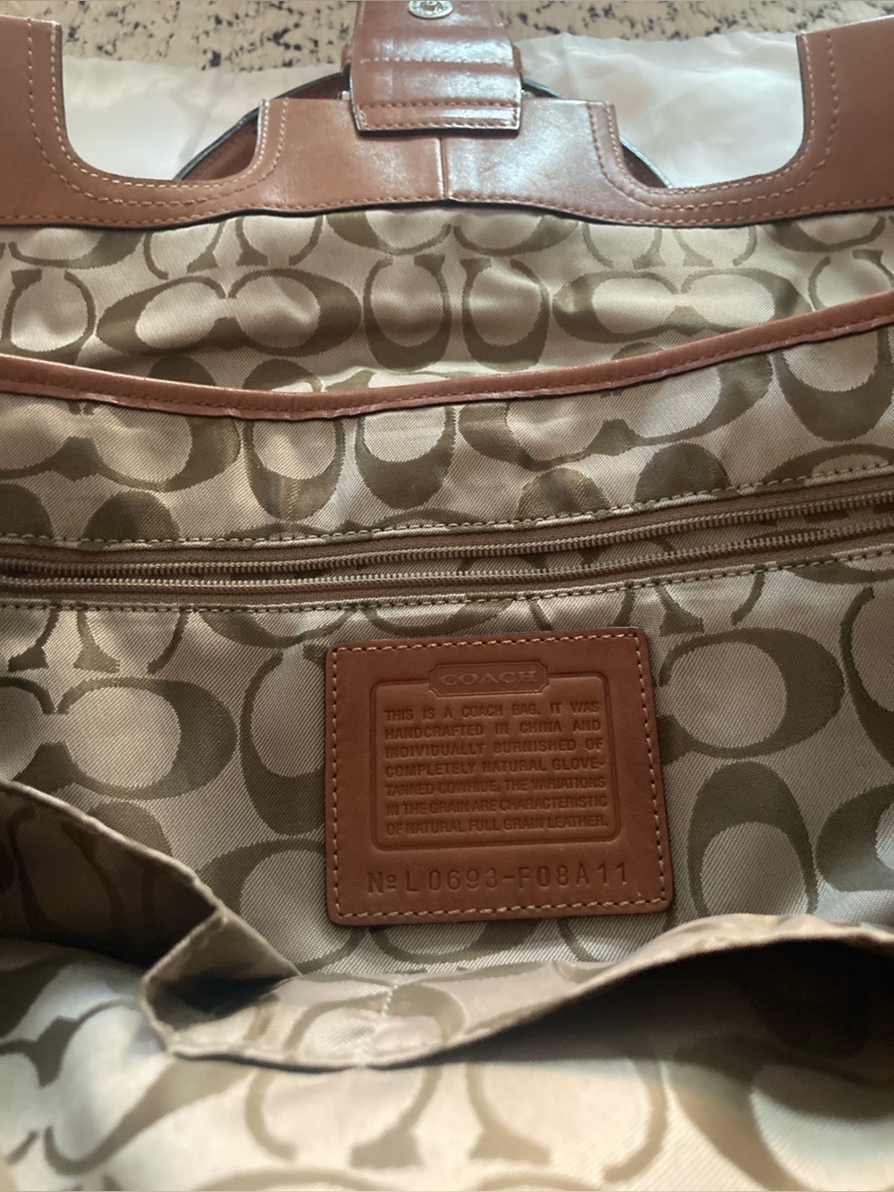 Coach Brown Leather Shoulder Bag with Buckle Accent